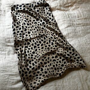 REALISATION PAR Leopard Print Midi Slip Skirt - Beige & Black